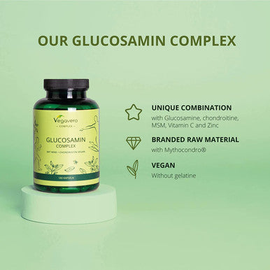 Glucosamine Complex VegaveroÃƒâ€šÃ‚Â® | Vegan | with Chondroitin (MythocondroÃƒâ€šÃ‚Â®), MSM, Devil's Claw and Vitamin C | NO Additives | 180 Capsules