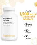 Supersmart Magnesium Orotate 1500 mg Per Day Muscle Relaxer Helps Relieve Stress Non GMO Gluten Free 90 Vegetarian Capsules
