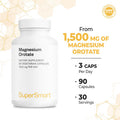 Supersmart Magnesium Orotate 1500 mg Per Day Muscle Relaxer Helps Relieve Stress Non GMO Gluten Free 90 Vegetarian Capsules