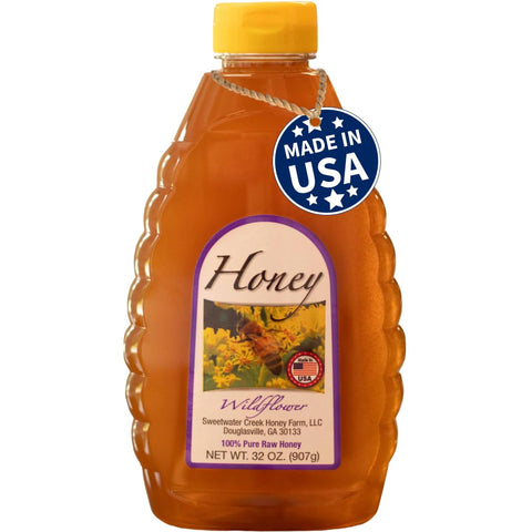 Peach Honey, 32oz, Raw & Unfiltered, Sweetwater Creek Honey Farm | 100% Raw, & Unfiltered, Peach-Infused to Perfection, Beekeeper Owned and Operated, Natural Sweetener, Sugar Replacement