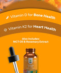 Bundle of Vitamin D Drops with K-2 and Liquid Zinc Sulfate Immunity Booster - for Immune Support and Joint Health - Immune Boost Supplement for Hair Skin and Nails Mineral Supplement