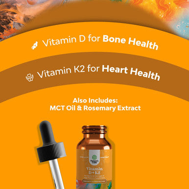 Bundle of Vitamin D Drops with K-2 and Liquid Zinc Sulfate Immunity Booster - for Immune Support and Joint Health - Immune Boost Supplement for Hair Skin and Nails Mineral Supplement