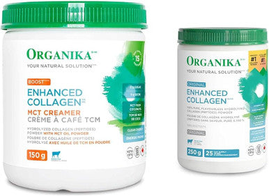 Organika Enhanced Collagen Boost With Mct Oil Powder And Vanilla - 150G & Enhanced Collagen Peptides Protein Powder For Healthy Hair, Skin, Nails