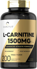 Carlyle L Carnitine 1500Mg | 200 Capsules | Advanced Athlete Formula | Workout Supplement | As L-Carnitine L-Tartrate | Non-Gmo
