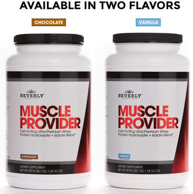 Beverly International Muscle Provider 30 Servings Chocolate. Super Fast Absorbing Whey Protein Powder for Recovery Lean Muscle. Fills Your Muscles not Your Stomach Tastes Like ice Cream