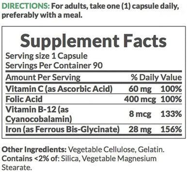 Nature's Bounty Gentle Iron 28 mg 90 Capsules