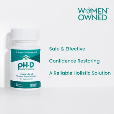 pH-D Feminine Health - 600 Mg Boric Acid Suppositories - Woman Owned - For Vaginal Odor Use - 24 Count