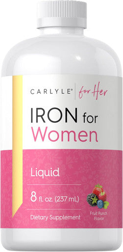 Carlyle Liquid Iron Supplement for Women | 8 fl oz Drops | Fruit Punch Flavor | Vegetarian Non-GMO Gluten