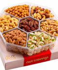 NUT CRAVINGS - Purim Mishloach Manot Mixed Nuts Gift Basket in Red Gold Box (7 Assortments, 1 LB) Ramadan Gifts Treats for Adults, Food Arrangement, Healthy Snack Care Package, Kosher
