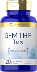 Carlyle 5-MTHF L Methylfolate 1mg | 120 Capsules | Non-GMO Gluten | Premium Quality