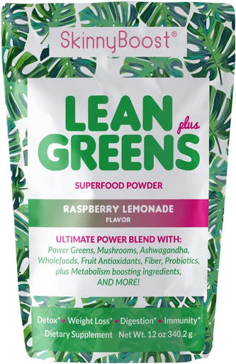 Skinny Boost - Lean Greens & Super Food Powder - Ultimate Power Blend w/ Green Tea, Mushroom Blend, Ashwagandha, Spirulina Algae & Wholefoods - Natural Detox & Clean Energy - 30 Servings -12 Oz