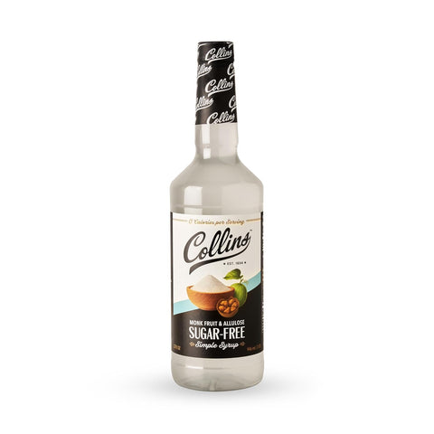 Collins Sugar Free Simple Syrup, Made with Allulose and Monk Fruit Extract, Cocktail Syrup and Coffee Sweetener, 32 Ounces, Set of 1