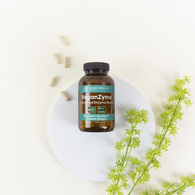 Global Healing Veganzyme - Essential Systemic & Digestive Enzymes Supplement for Pure Healthy Digestion, Immune System Booster, and Natural Gut Health - Occasional Gas & Bloating Relief - 120 Capsules