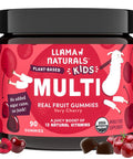 Llama Naturals Kids Multivitamin Gummies Vegan Organic with Vitamin D C & K Toddler Real Fruit Gummy Vitamins Chewable Supplement Whole Food Multivitamin No Added Sugar Cane Cherry 90 Ct