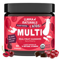 Llama Naturals Kids Multivitamin Gummies Vegan Organic with Vitamin D C & K Toddler Real Fruit Gummy Vitamins Chewable Supplement Whole Food Multivitamin No Added Sugar Cane Cherry 90 Ct