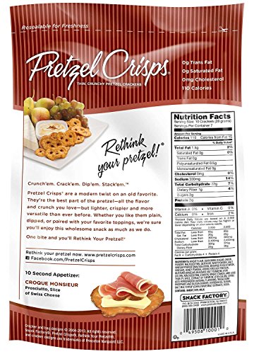 Snack Factory Pretzel Crisps, Honey Mustard & Onion, 7.2 Ounce (Pack of 12)