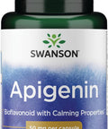 Swanson Apigenin Supplement 50mg capsules (90 count) Helps Promote Sleep Stress Relief & Overall Men's Health (Packaging May Vary)