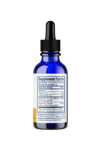 NativePath D3K2 Tincture - 1000IU Vitamin D3 and Vitamin K2 Supplement with Organic MCT Oil - 1 Fluid Ounce - Rapid Bioavailability Multi-Vitamin for Bone Strength and Total Body Wellness 30 Servings