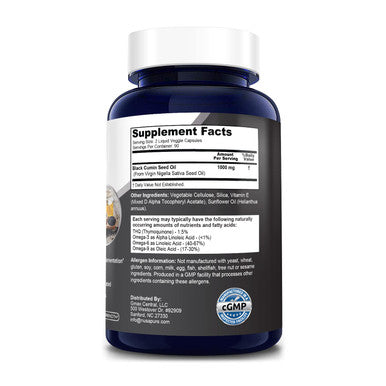 NusaPure Black Seed Oil 1,000 mg 180 Softgel Capsules (Non-GMO & Vegetarian) Cold-Pressed Nigella Sativa Producing Black Cumin Seed Oil