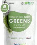 Weightworld Organic Super Greens Powder 200g (40 Servings) Vitamins & Mineral Rich Green Powder - Soil Association - Blend of Greens and Superfood Powder - GMO & Alkaline Superfood Powder