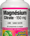 Natural Factors Magnesium Citrate 150 mg Tablets Key Lime Sugar Free 60 Count