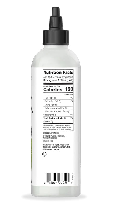 Chosen Foods 100% Pure Avocado Oil Squeeze Bottle, 27 Fl Oz