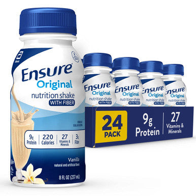 Ensure Original Butter Pecan Nutrition Shake | Meal Replacement Shake | 24 Pack & Original Vanilla Liquid Nutrition Shake With Fiber | Gluten Free Meal Replacement Shake | 24 Pack | Bottle