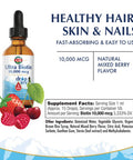 KAL Ultra Biotin DropIns 10,000 mcg Supplement | Healthy Hair Growth Formula | Skin Health and Strong Nails Support | Natural Mixed Berry Flavor | 2 ounces