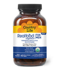 Country Life Realfood Organics for Men Multivitamin 60 Tablets 30 servings with 1300mg organic food blend 7mushroom superfood and innerfillet aloe for brain heart and energy support
