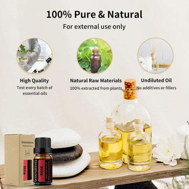 GREENSLEEVES Rose Essential Oil 100% Pure Organic Aromatherapy Diffuser Oils 10ml