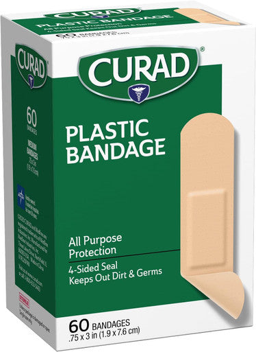Curad Plastic Adhesive Bandages 3/4 X 3 Inch 60/Box Pack of 6