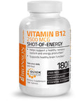 Vitamin B12 2500Mcg Shot Of Energy Fast Dissolve Chewable Tablets - Quick Release Cherry Flavored Sublingual B12 Vitamin - Supports Nervous System, Healthy Brain Function Energy Production 180 Count