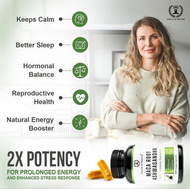 Maca Root 10,000 Mg, Ashwagandha 6000Mg Extract, Capsules For Men & Women With Turmeric Curcumin And Bioperine 120 Capsules Made In Usa