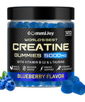 GummiJoy | Creatine Gummies 5000mg | 120 Max Strength Muscle Growth | Recovery Supplements for Men & Women | Creatine Monohydrate Plus B12 and L-Taurine | Blueberry Flavour | 1 Month Supply