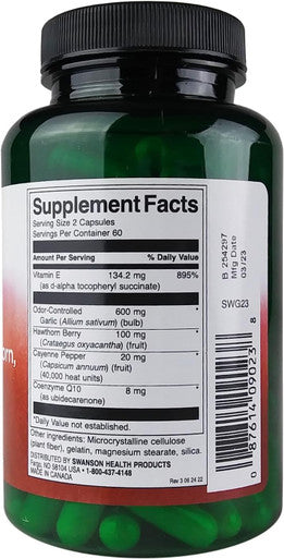 Swanson Garlic with Vitamin E Hawthorn Berry & Cayenne 120 Capsules