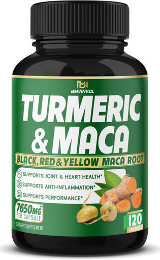 5in1 Turmeric Curcumin Capsules 7650mg 95 Curcuminoids Maca Garlic Ginger Black Pepper Supports Joint Health Inflammation Response 120 Count