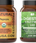 Complete Natural Products Organic Papaya Enzymes 100 Capsules & Digestive Enzymes 100 Capsules Bundle