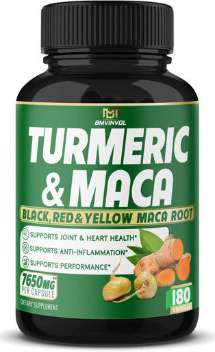 5in1 Turmeric Curcumin Capsules 7650mg 95 Curcuminoids Maca Garlic Ginger Black Pepper Supports Joint Health Inflammation Response 180 Count