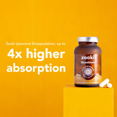 Zooki 500mg Liposomal Glutathione Capsules | 4X Higher Absorption | Ultimate Skin Liver Detox Energy Support | Natural Ingredients Vegan | (30 Servings)