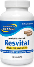 North American Herb Spice Resvital 90 Capsules Crude Red Sour Grape Supports a Healthy Circulatory Response NaturalSource Antioxidants Vitamin C NonGMO 45 Servings