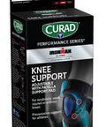 Curad Performance Series Ironman Knee Support Adjustable with Patella Support Pad for Tendonitis Weak or Injured Knees Preventative Support for Athletes