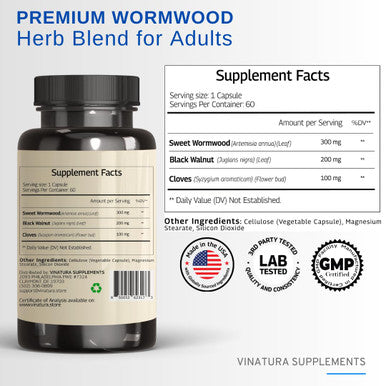 VINATURA Wormwood Black Walnut Clove 60 Capsules