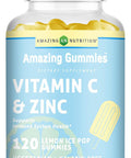 Amazing Nutrition Formulas Vitamin C with Zinc Supplement | Lemon Ice Pop Flavor | 120 Gummies