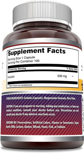 Amazing Nutrition Formulas Inositol Supplement | 500 Mg Per Serving | 100 Capsules | Non-GMO | Gluten | Made in USA | Pack of 2