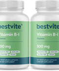 Bestvite Vitamin B-1 (Thiamin) 500mg (240 Vegetarian Capsules) (2 x120) - No Stearates - Vegan - No Calcium Carbonate - Non GMO - Gluten - No Silicon Dioxide