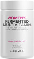 Codeage Women S Daily Multivitamin, 25+ Vitamins & Minerals, Fermented, Organic Whole Foods, Probiotics Supplement - Vitamin A, Vitamin B, Vitamins C, D, E & K, Omega 3, Zinc Vegan - 120 Capsules