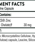 Thorne Zinc Bisglycinate 30Mg - Daily Support For Skin, Eye & Immune System Health With Zinc Supplement Capsules - 60 Capsules