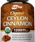 NutriFlair Organic Ceylon Cinnamon Supplement 1200mg 180 Count Pack of 1
