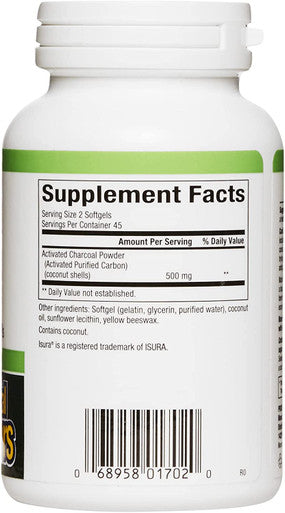 Natural Factors Activated Charcoal 500 mg 90 Softgels