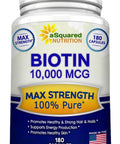 Biotin With 10,000 MCG - Max Strength Vitamin B Supplement for Men & Women, Vitamin B7 Biotin Pills to Improve Skin Health, Hair Growth, Thicker Nails & Energy, 180 Capsules 10000mcg Complex